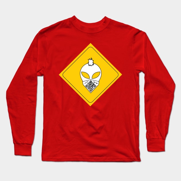 Mohawk Alien Road Sign Long Sleeve T-Shirt by AccuracyThird